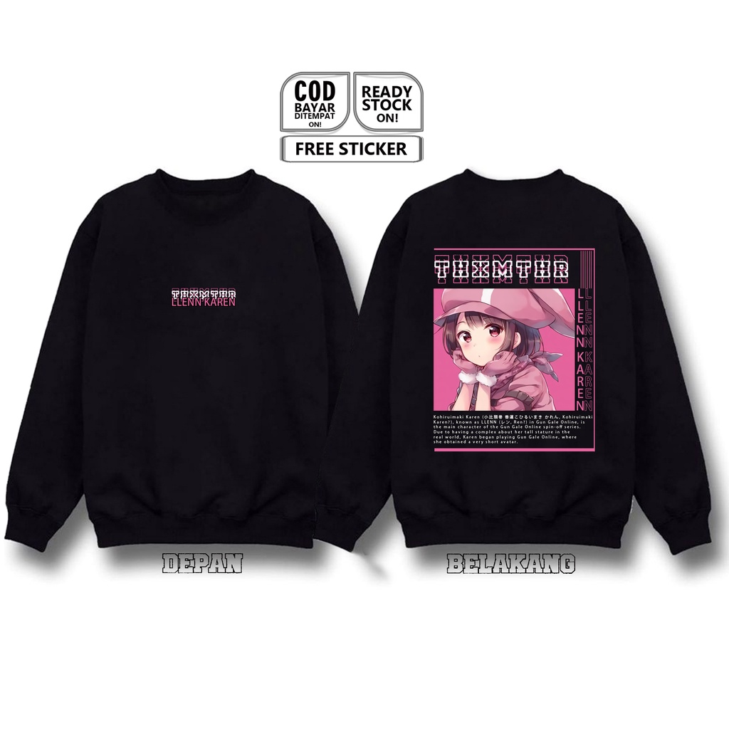 SWEATER LLENN KAREN KOHIRUIMAKI SWORD ART ONLINE GUN GALE ANIME MANGA WAIFU KIRIGAYA KAZUTO YUUKI ASUNA ALICE ZUBERG KONNO YUUKI ASADA SHINO COSPLAY JAPAN CULTURE BAJU JEPANG OTAKU WIBU SIGN CLOTH