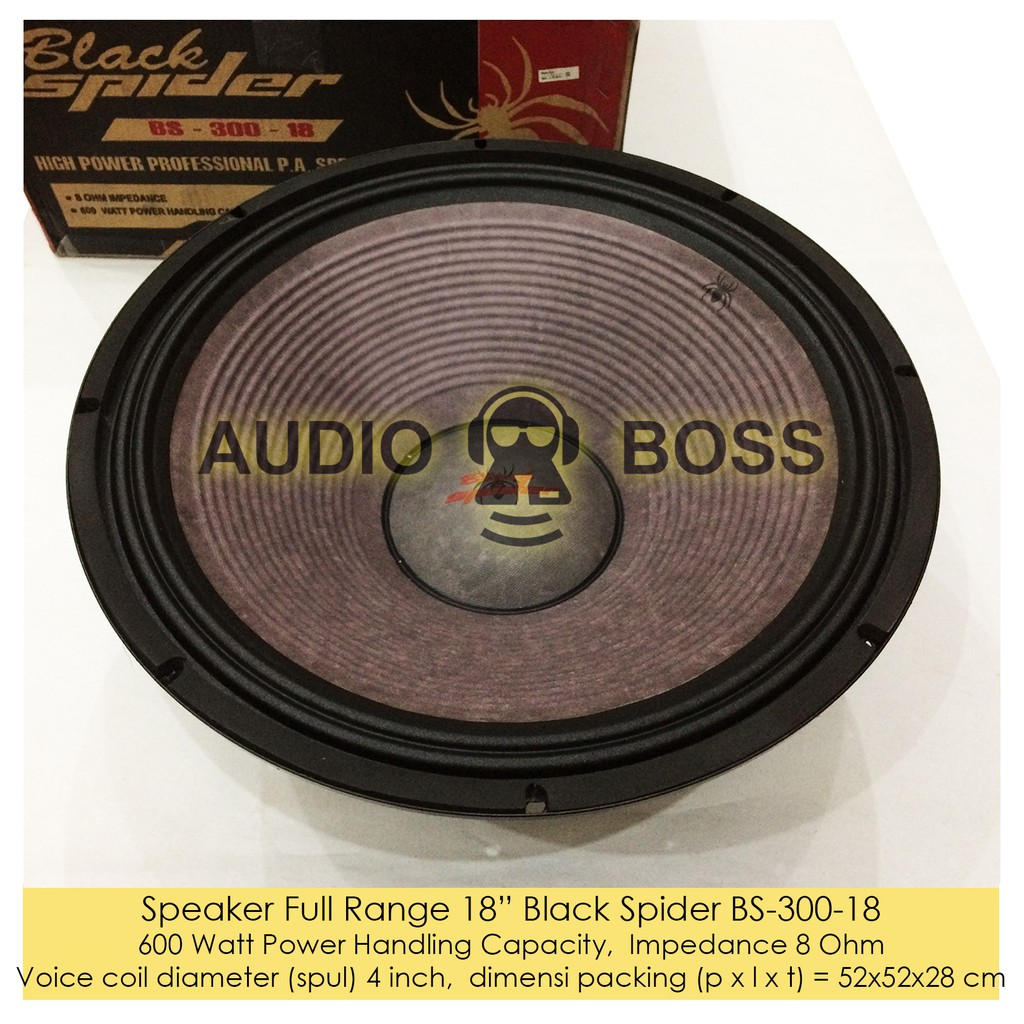 Speaker Full Range 18 inch 18in Black Spider BS-300-18 BS 300 18 600 W 600 Watt