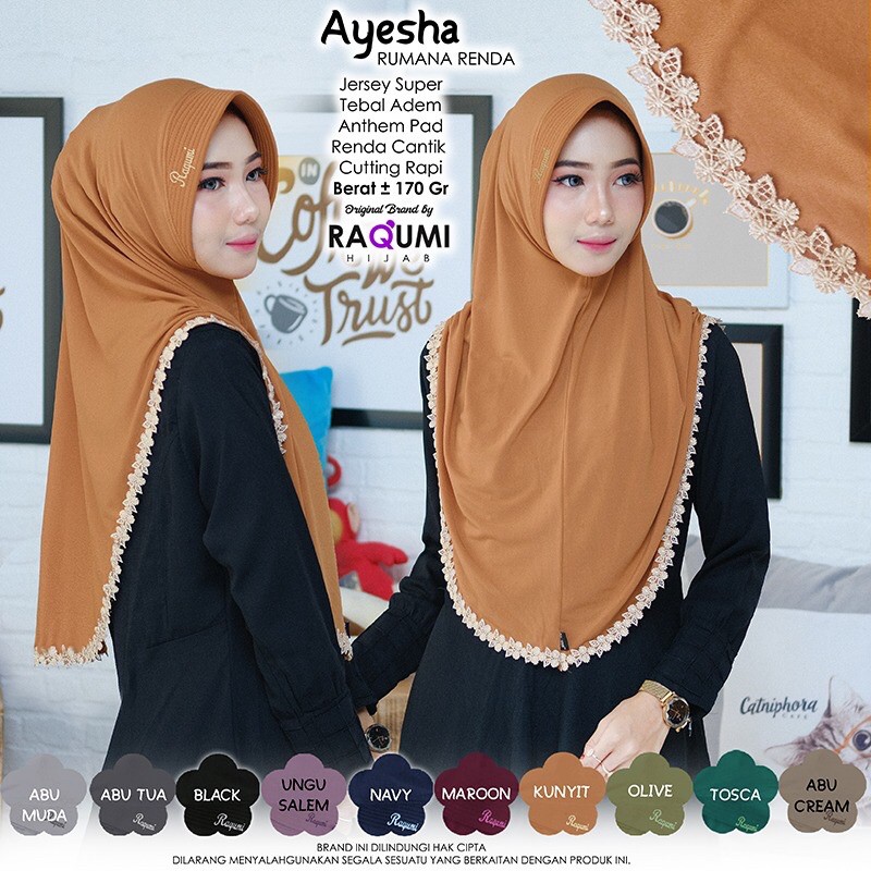 [Original Raqumi]Ayesha Rumana Renda Hijab Khimar by Raqumi Hijab