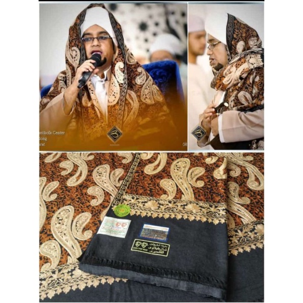 SORBAN KASHMIR HITAM MOTIF UNIK