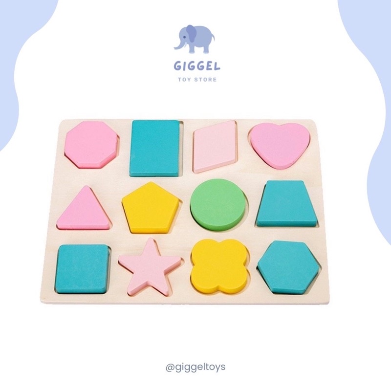 [ Giggel ]  Shape Chunky Puzzle / Puzzle Shape Board / Mainan edukasi anak / Mainan Kayu Bentuk / Shape Puzzle / Mainan Kayu edukasi