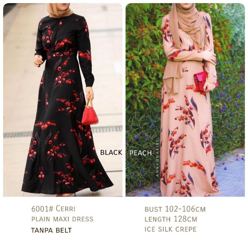 6001# Cerri plain maxi tanpa belt bahan ice silk crepe import new tren best keren terbaru