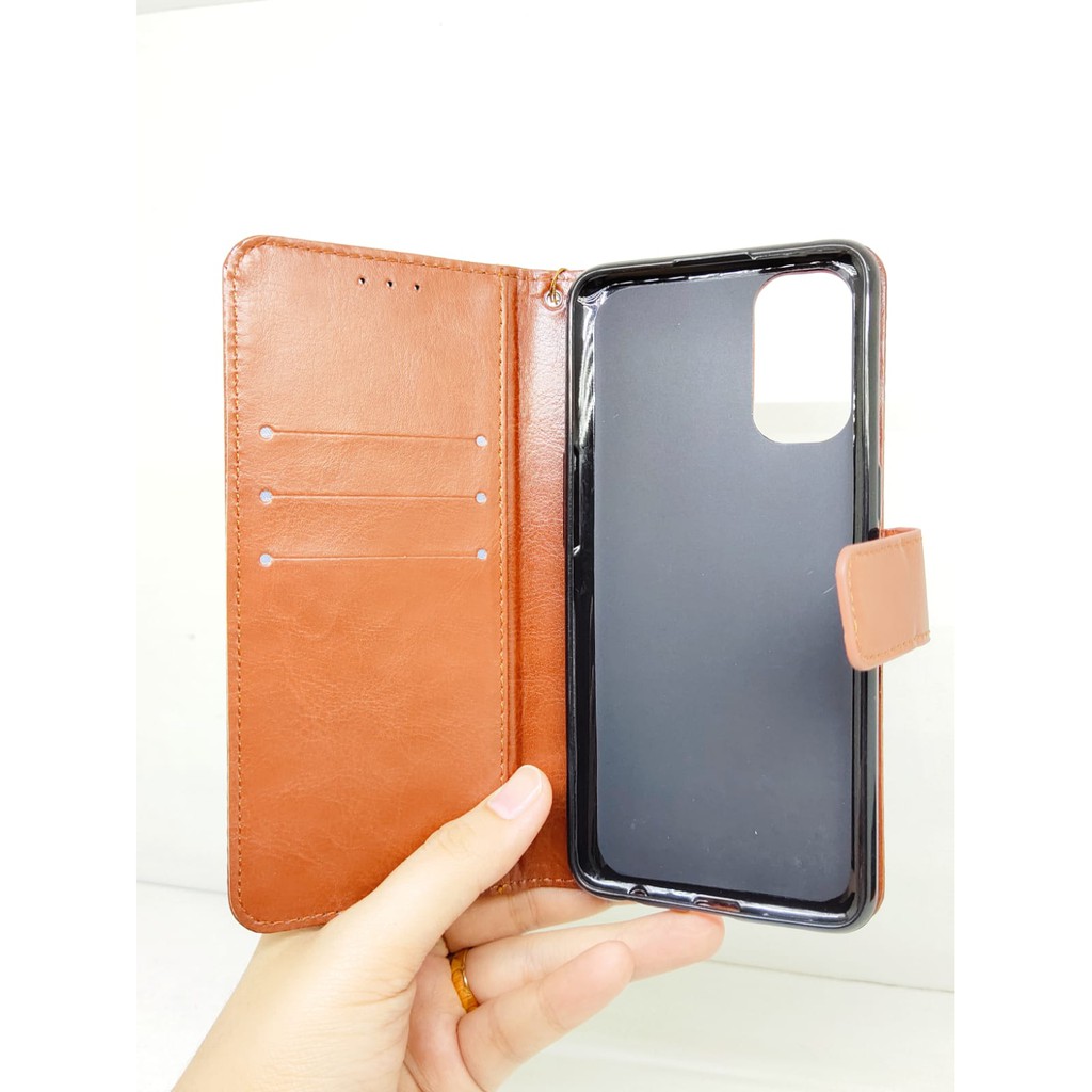 Flip Wallet Oppo A55 5G Reno 4 Flip Cover Leather Sarung HP Kulit with Slot Card