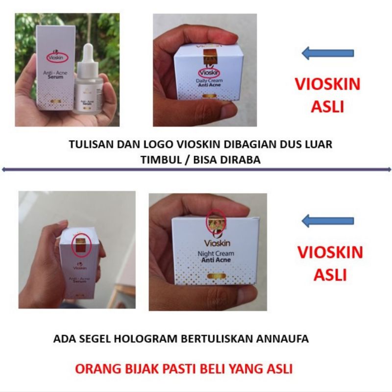 Vioskin Anti Acne Penghilang jerawat Noda wajah serum+dayle+night cream