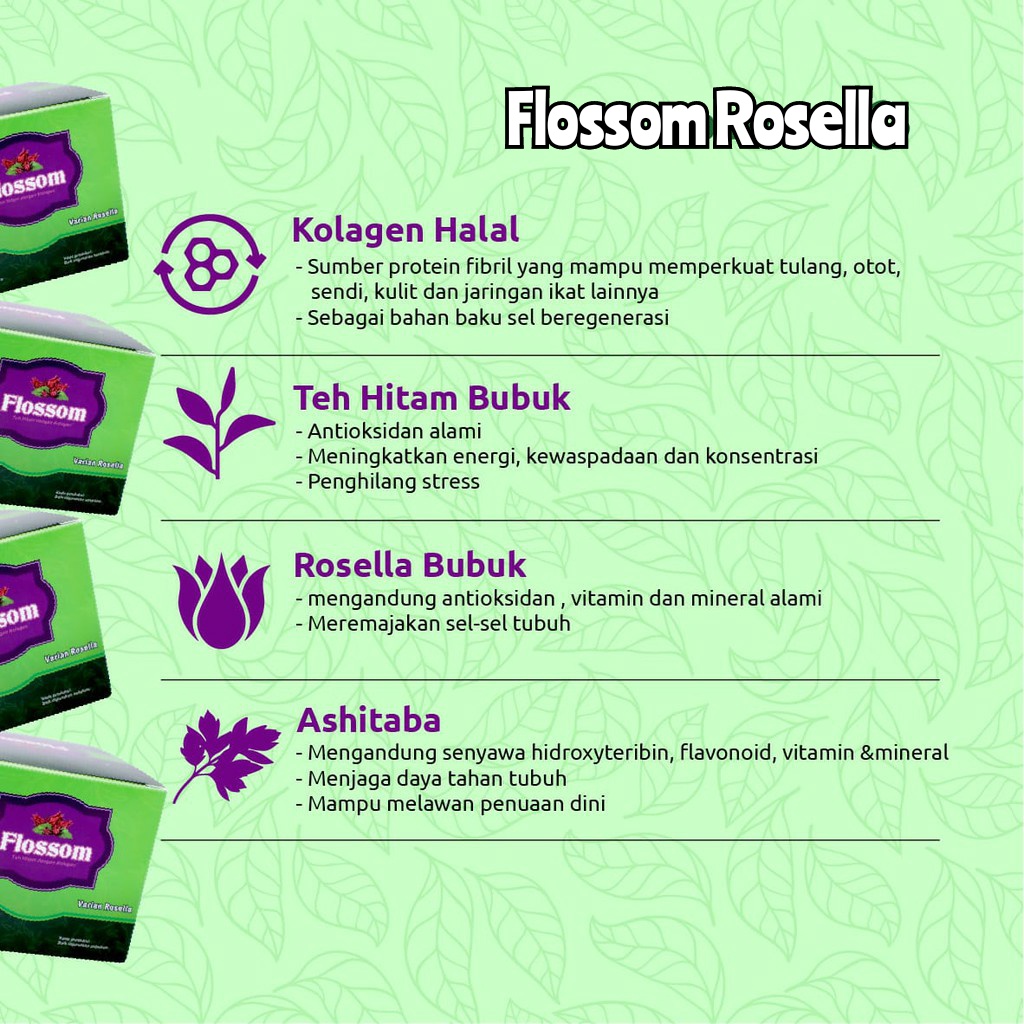 Flossom Varian Rosella Teh Hitam dengan Kolagen