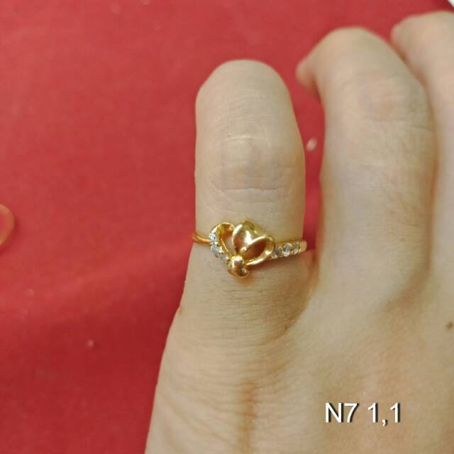 Cincin No 7 anak dan dewasa emas asli kadar 700 70% 22 1 2 3 satu dua tiga gram permata mickey