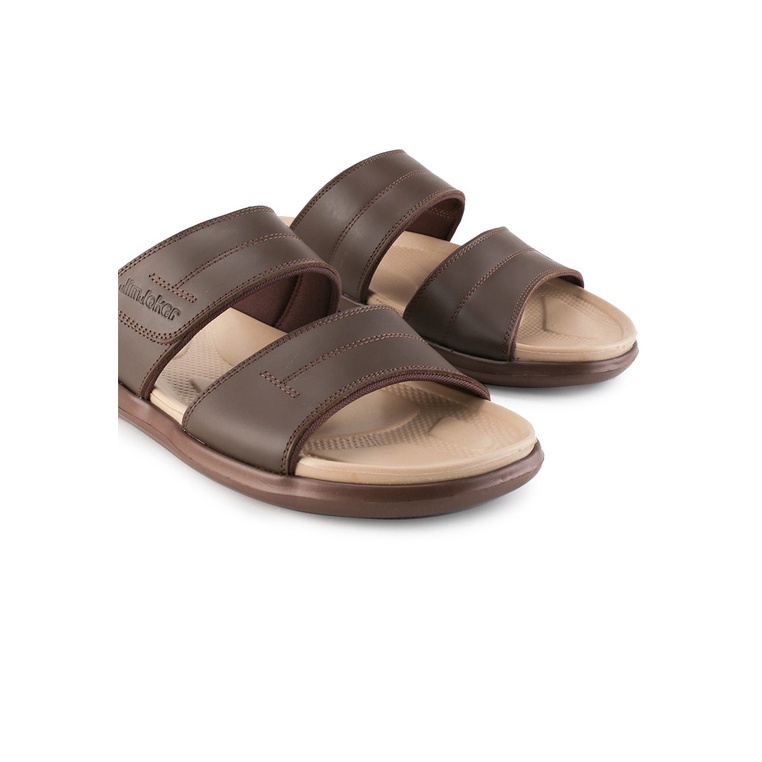 SANDAL CASUAL JIM JOKER PRIA ORIGINAL SLIDE KULIT BRANDED COKLAT JJ30