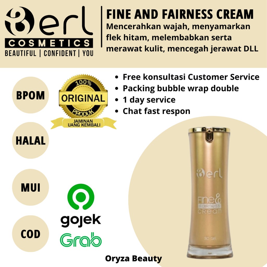 FF Fine Fairness Cream Krim B Erl Berl Cosmetics FFC Kosmetik Alas Bedak Foundation Wajah Ringan