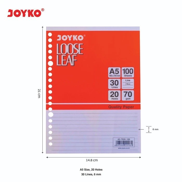 

Joyko Kertas Isi Binder A5 100 lembar / Loose Leaf A5-100