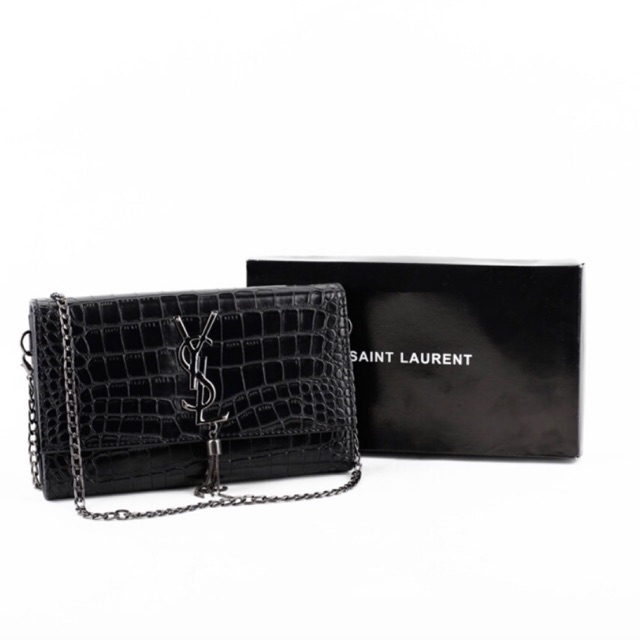 Tas cewek branded import YSL WOC Croco super 22 cm