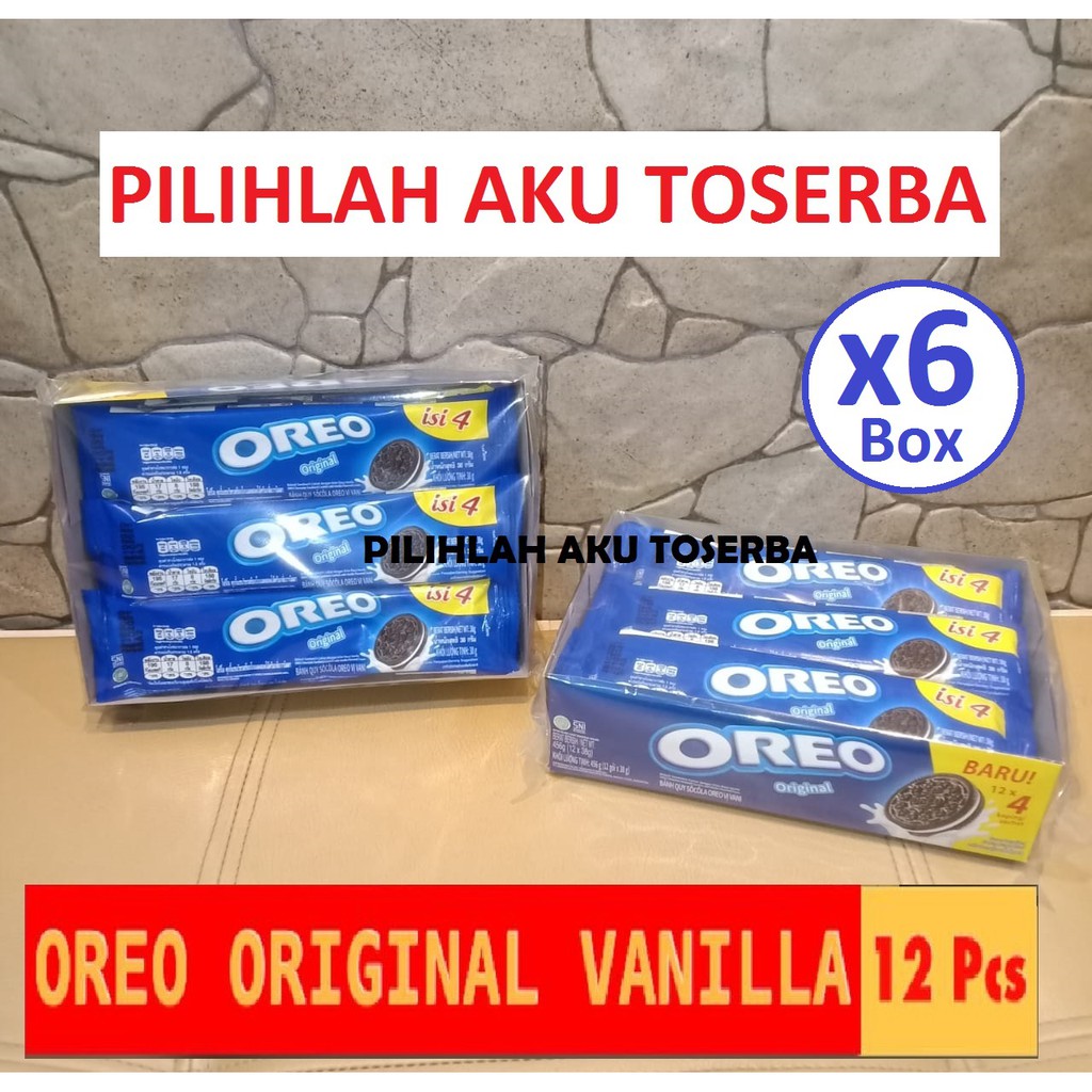 Biskuit Oreo Original Krim Vanilla 12 x 38 gr ( HARGA PAKET 6 BOX )