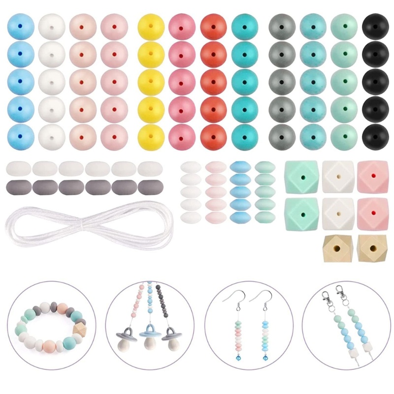 Zzz 100Pcs / Set Manik-Manik Silikon Bulat 12 / 14 / 15 / 16 / 17MM Food Grade Untuk DIY Gelang / Kalung / Dot Bayi