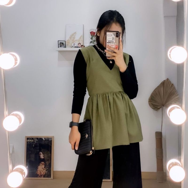 STRIPE BLOUSE OVERALL TANPA LENGAN AJMALA