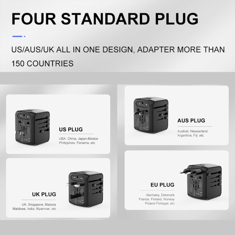 Zzz Adapter Konverter Power Charger Dinding Plug EU / UK / AU / US / China 200 + Untuk Travel