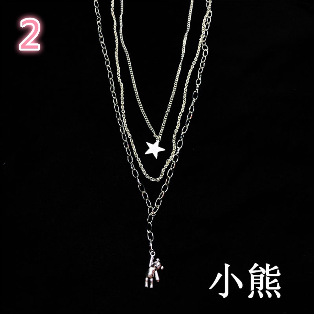 【COD Tangding】2pcs/set Rabbit Bear with Stars Necklace Cool Boy Girl Accessory Jewelry