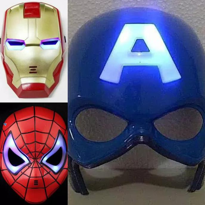 Bisa Nyala - Topeng Mainan Anak Spiderman Captain America Ironman
