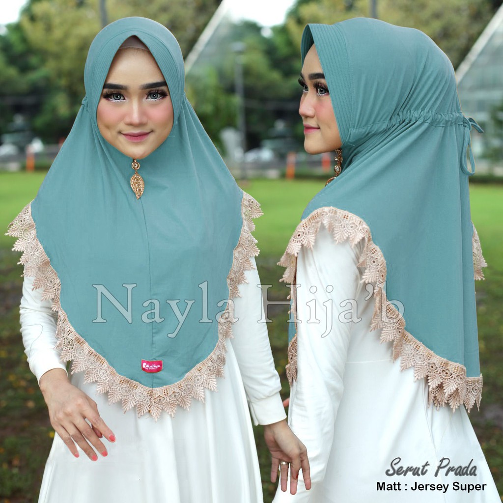 BEST SELLER Jilbab Instan Serut Prada Renda Import Jilbab Bergo Terbaru dan Termurah Nayla Hija'b