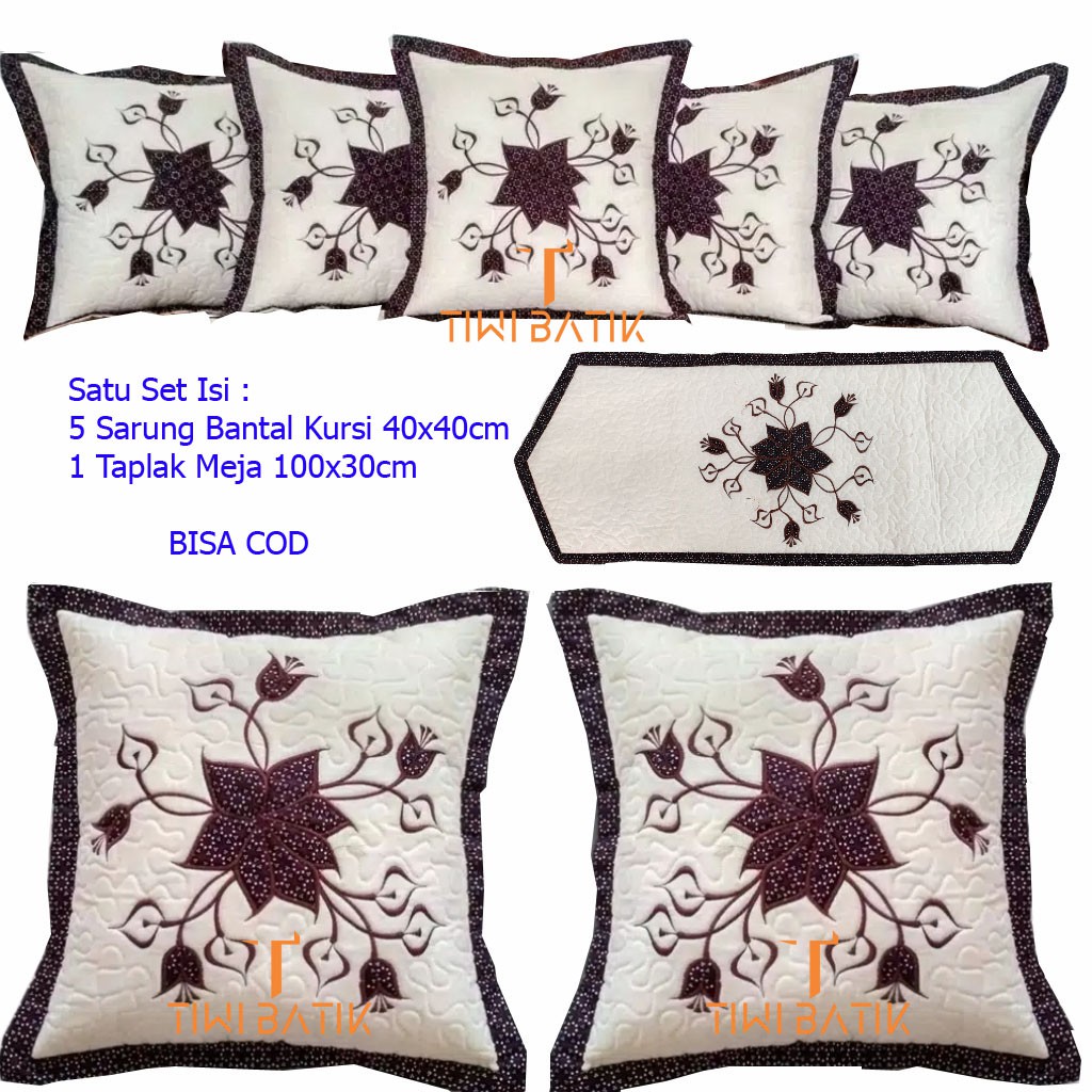 Sarung Bantal Kursi Sofa Tamu Batik Set Taplak Meja Murah