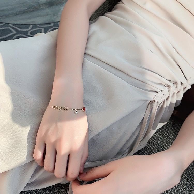 Gelang Berlian Bentuk Hati Model Hollow Gaya Korea Untuk Wanita-4