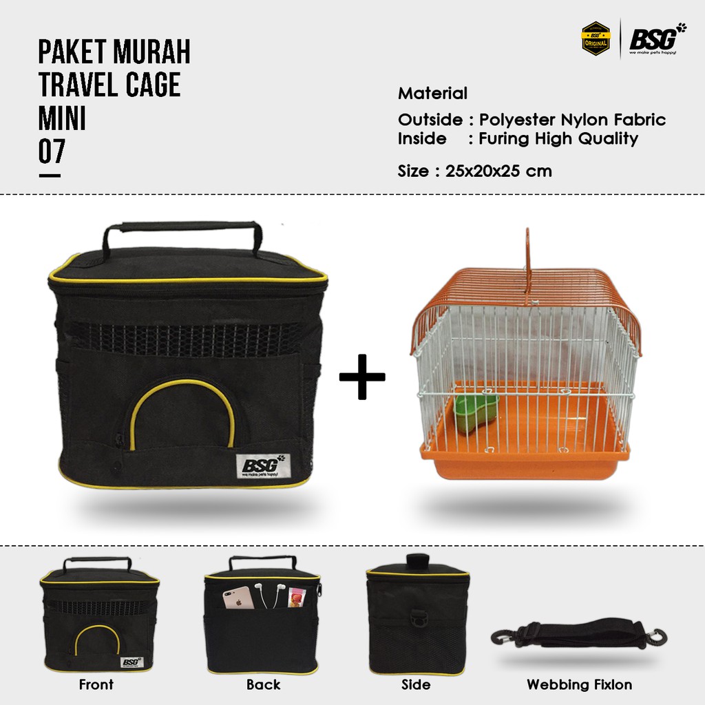 Travel Cage Mini - Tas Kandang Untulan - Burung - Sugar Glider - Hamster - Kelinci - Landak Dll-6