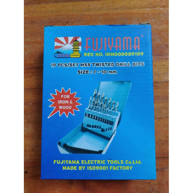 MATA BOR BESI 19 pcs  SET FUJIYAMA 1 - 10 mm HSS twisted drill bit