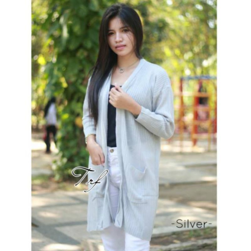 LONG CARDIGAN BELLE KANTONG RAJUT/OUTER wanita tunik rajut