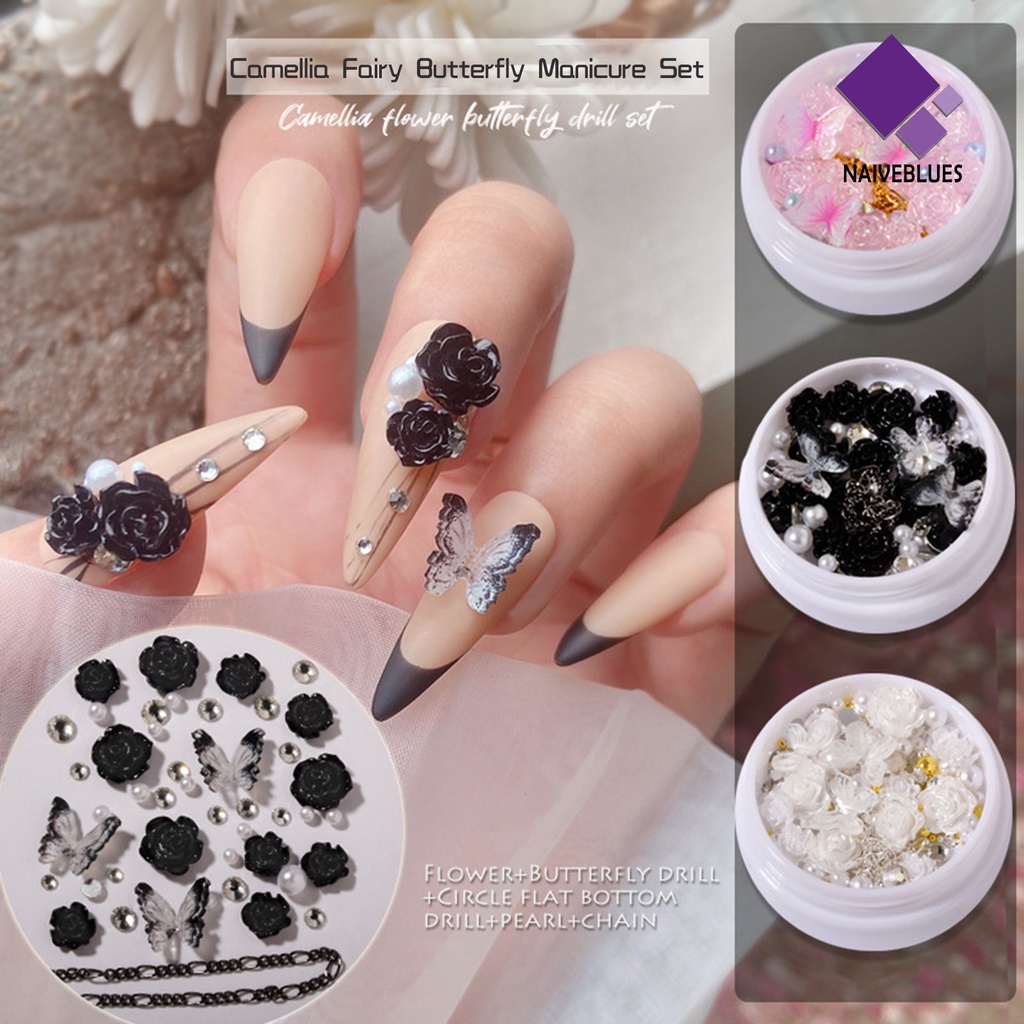 Naiveblue 1 Kotak Stiker Nail Art Motif Bunga Kamelia Tahan Lama