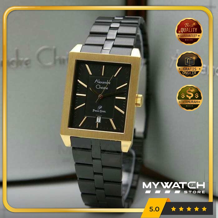Jam Tangan Pria Alexandre Christie Original AC 1020 AC1020 Black Gold Alexander