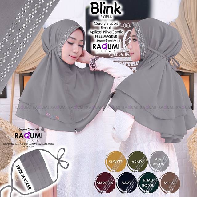 BLINK SYIRIA ORIGINAL RAQUMI HIJAB | NEW RAQUMI HIJAB | BERGO Mini | Bergo Tali | Bergo 2 Layer