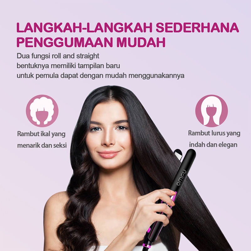 Omfu Catokan Rambut Catokan Curly 2in1 Sisir Catokan Pelurus Rambut Perawatan Rambut Suhu Konstan Yang Cerdas