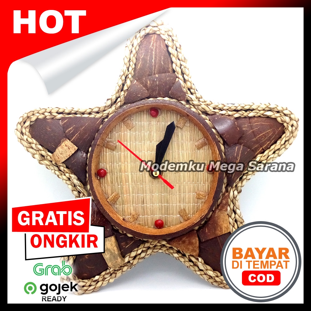 Jam Dinding Unik Etnik Natural Bintang - JMU04