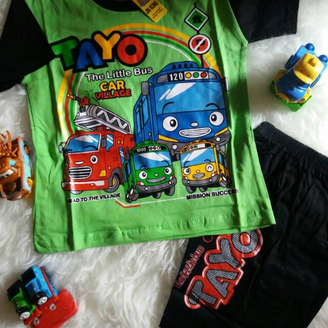 Baju setelan anak cowok tayo