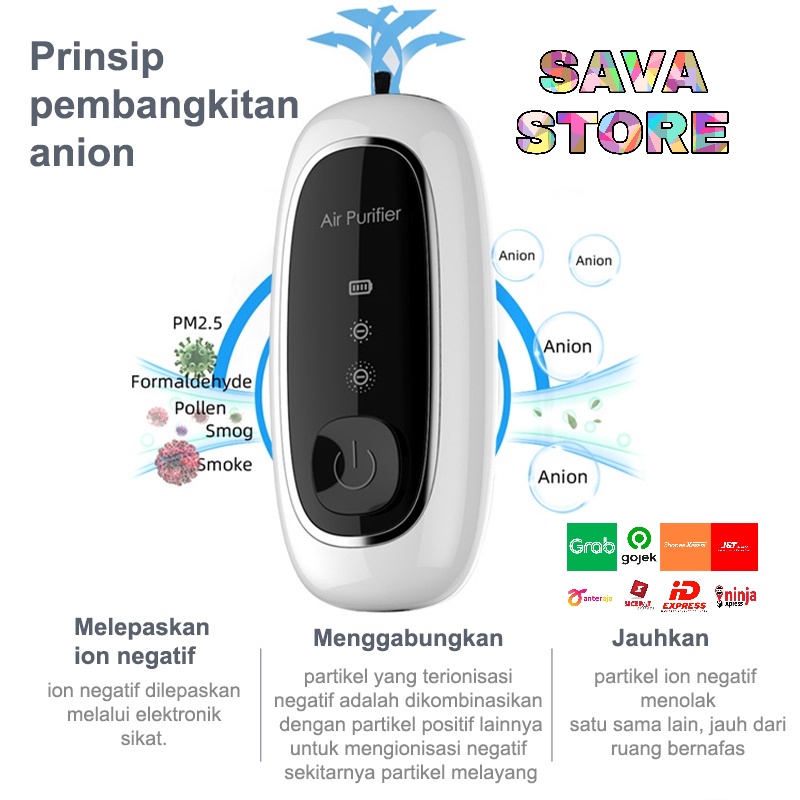 AIR PURIFIER PORTABLE NECKLACE TYGRIS PERSONAL IONIZER AIR FRESHENER - WARNA PUTIH