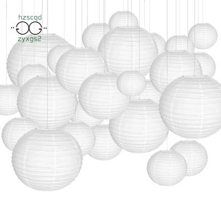 white paper hanging lanterns