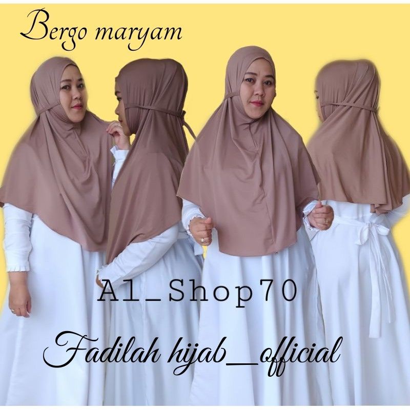 Hijab Bergo Jersey Tali, Jilbab Instan Bergo Tali Jersey Premium/ Kerudung Instan Jersey