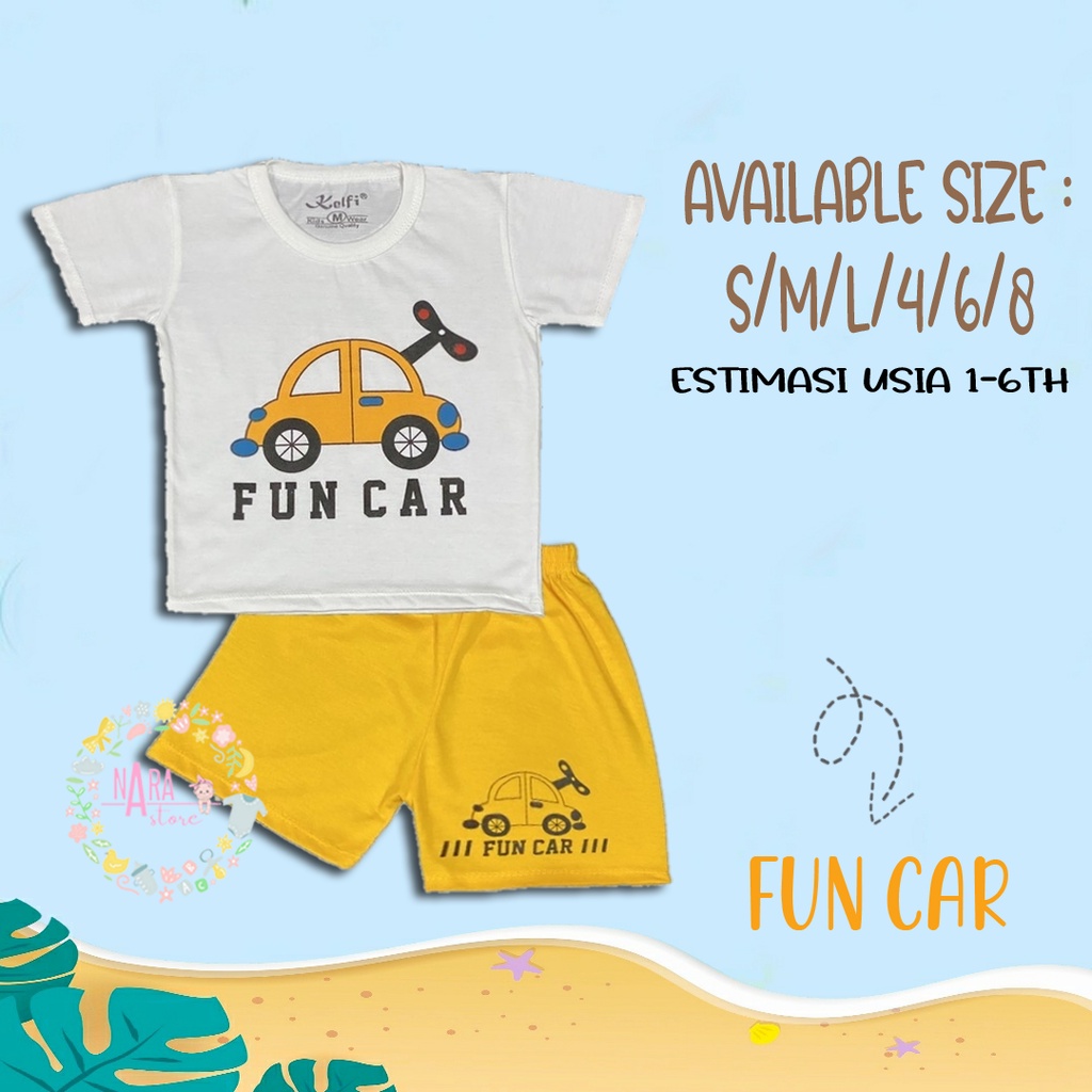 Setelan Anak Cowok 1-8 tahun The Hobby Series/Setelan Anak Kelfi/baju anak murah/Baju anak laki-laki-Fun car