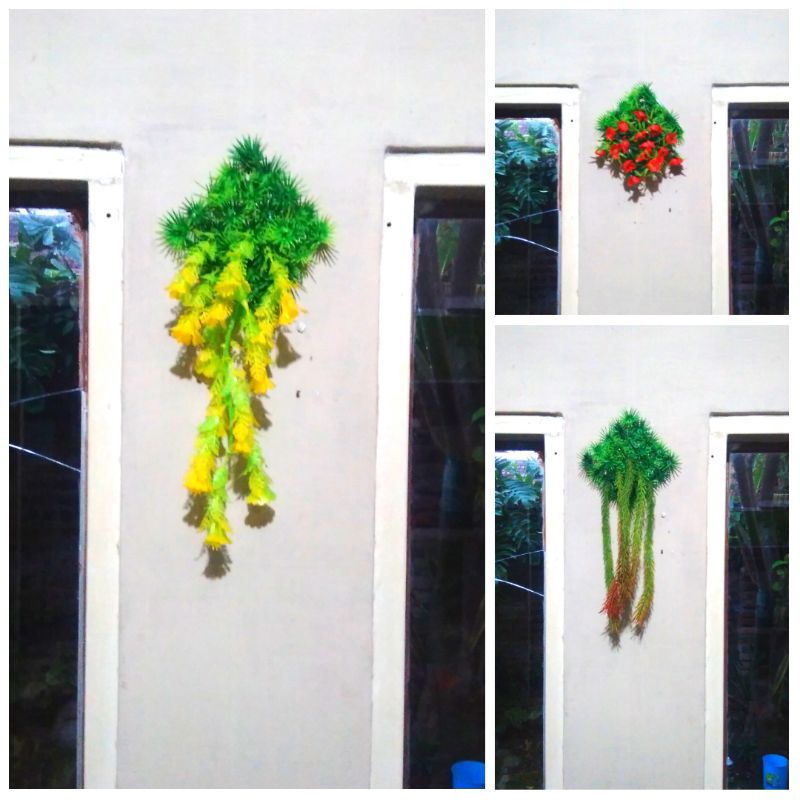 Frame rumput juntai bunga hias dinding artificial imitasi palsu plastik