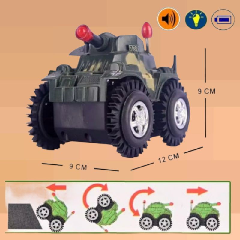 Mainan Anak Mobil Tumbling Jeep Jungkir Balik Tank Mainan Anak Tipping Car Tank