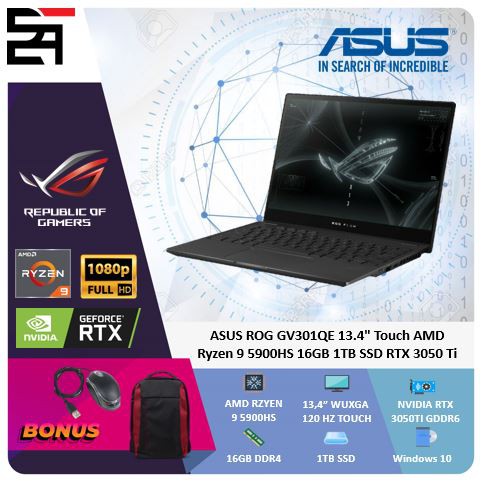 Asus ROG Flow GV301Q 2IN1 Touch Ryzen 9 5900 16GB 1TB SSD RTX3050Ti LIMITED EDITION