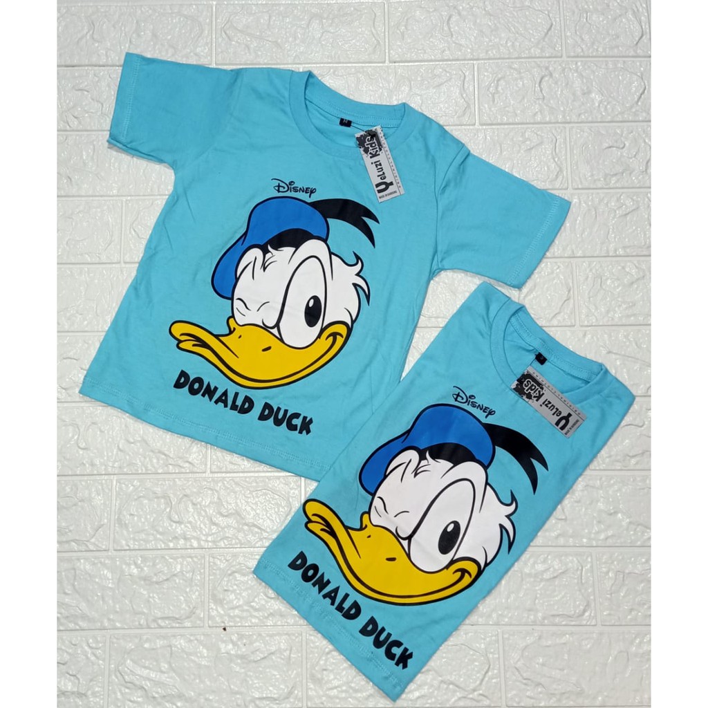 Kaos Baju anak oblong karakter donald duck biru yeluzi