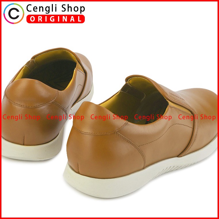 SEPATU OBERMAIN PRIA ORIGINAL CASUAL SLIP ON KULIT ASLI COKLAT OM06