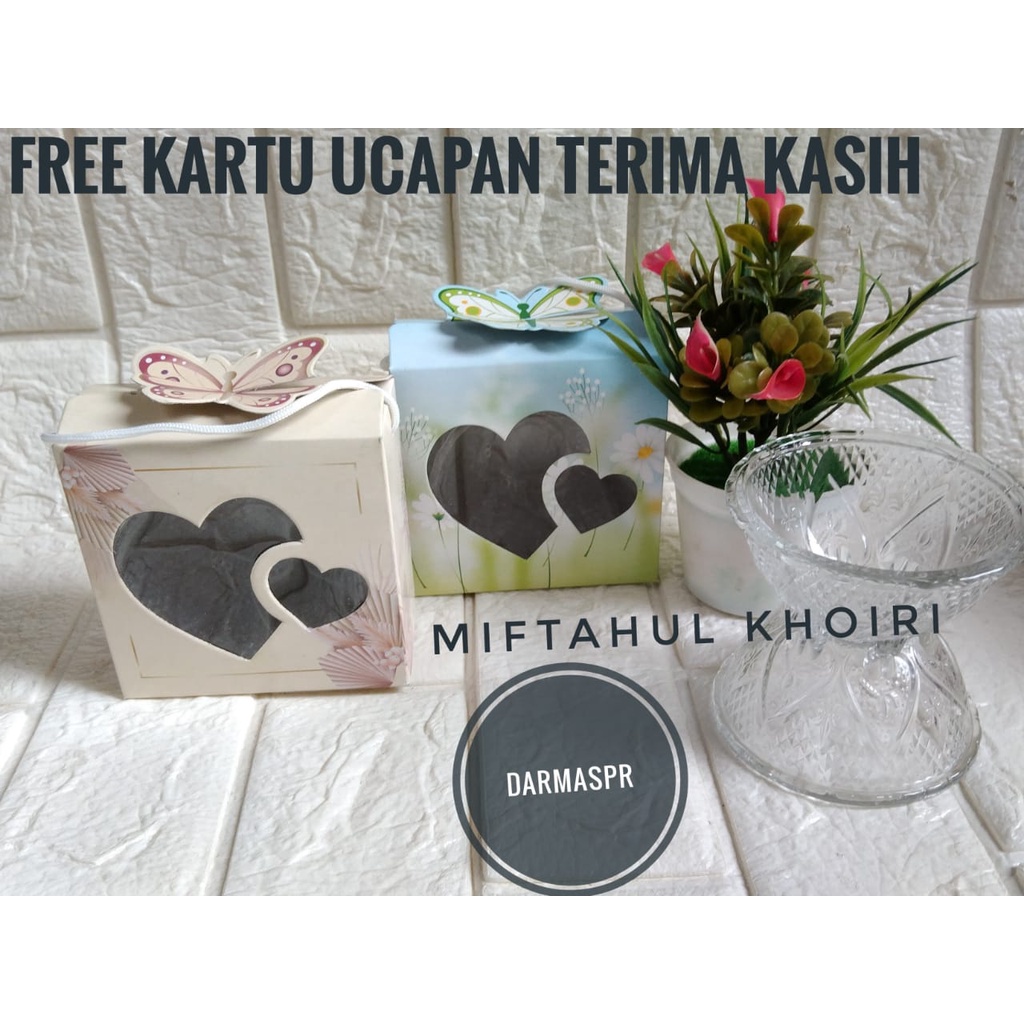 Souvenir mangkok kristal kemas box motif cantik