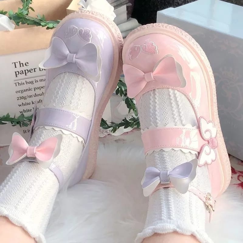 Kawaii Sepatu Lolita Musim Panas Mary Janes Patchwork Flat Gaya Jepang 2022 Fashion sepatu JK Pesta 