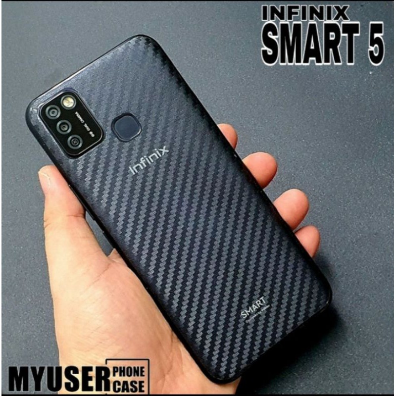 Infinix Smart 5 skin carbon karbon garskin anti gores belakang
