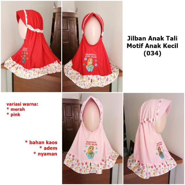 Jilbab Anak Instan Tali Motif Anak Perempuan