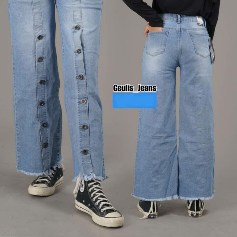 #31181 VJ KULOT BKK JEANS KANCING TENGAH BLUEWASH