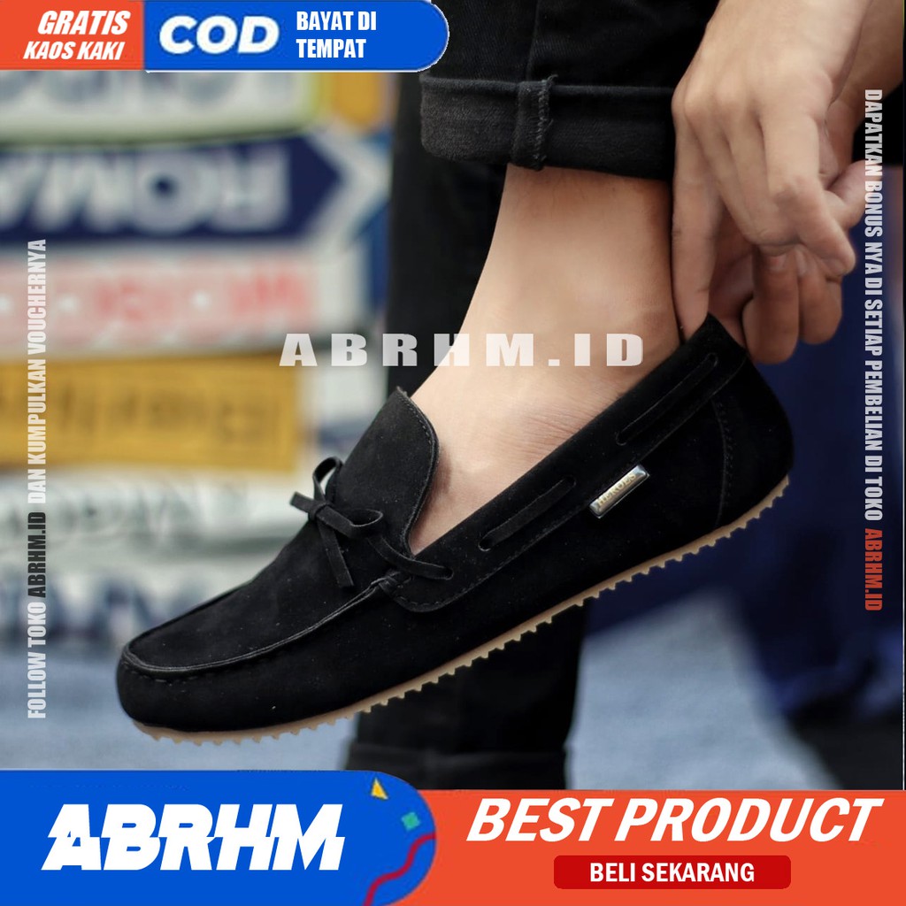 ABRHM- CELTIK Sepatu Slip On Pria Sepatu Casual Pria Sepatu Kulit Asli Pria Sepatu Kasual Semi Formal Kuliah Kondangan Gaya Santai Keren Kekinian Murah Original Terlaris