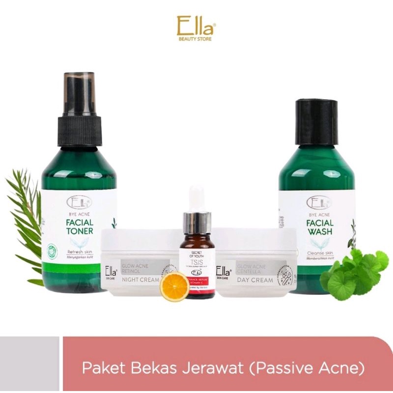 KEMASAN BARU Paket jerawat pasif Ella skincare / bekas jerawat PIE / PIH (bekas hitam /kemerahan)