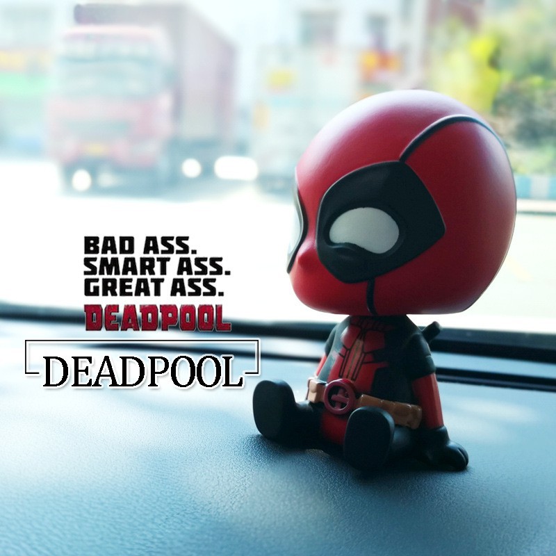 DEADPOOL PER Boneka Figure Miniatur Pajangan Mobil Stand Goyang Kepala Shacking Head