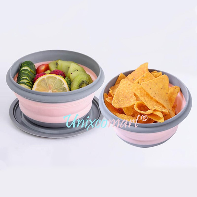 Toples Mangkok Lipat Silicone Portable 3 in 1 Set Folding Bowl Silikon